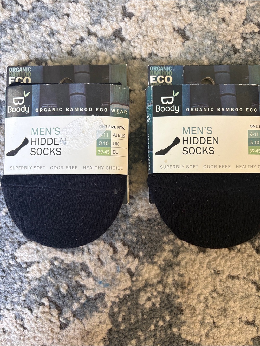 BOODY Men’s Hidden Low-Cut Socks  organic bamboo Eco wear— Black (2-Pack)